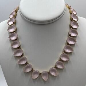J. Crew Frosted Matte Satin Light Pink Teardrop Rhinestone Full Necklace